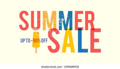 Summer sale serigraphy style poster template. Silk screen effect design