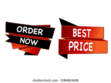 Summer sale set isolated vector banner red black gradient color on white background. Special discount label modern icon offer ribbon illustration. Sticker price off tag