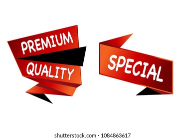 Summer sale set isolated vector banner red black gradient color on white background. Special discount label modern icon offer ribbon illustration. Sticker price off tag