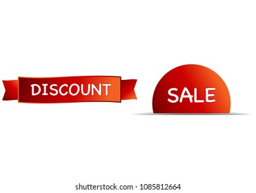 Summer sale set isolated vector banner red black gradient color on white background. Special discount label modern icon offer ribbon illustration. Sticker price off tag for flyer, poster, web 
