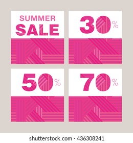 Summer sale. Set of promotional posters with an abstract geometric pattern. Vector