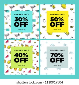 Summer sale. Set of website sale banner templates. Vector illustrations for social media banners, email and newsletter designs, ads, promotional material.