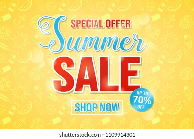 Summer Sale - shiny poster. Vector.