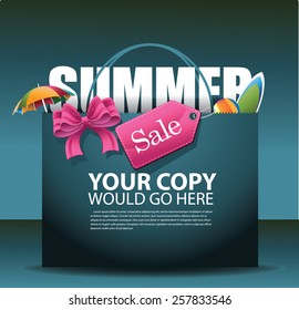 Summer Sale shopping bag Background EPS 10 vector royalty free stock illustration for greeting card, ad, promotion, poster, flier, blog, article, social media, marketing