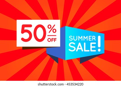 Summer Sale Sign Banner Poster ready for Web and Print. Vector. Super, Mega, Huge Sale with Special Offer