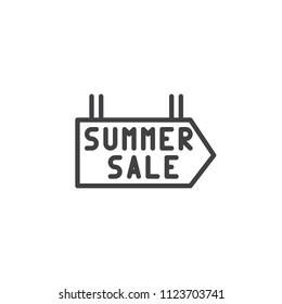 Summer sale sign post outline icon. linear style sign for mobile concept and web design. simple line vector icon. Symbol, logo illustration. Pixel perfect vector graphics