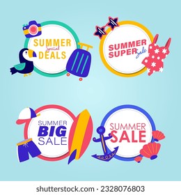 summer sale signs brochure vector. Special price offer coupon for social media post,  promotion ad, shopping flyer, voucher, website campaign and advertising