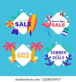 summer sale signs brochure vector. Special price offer coupon for social media post,  promotion ad, shopping flyer, voucher, website campaign and advertising