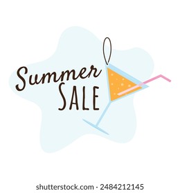 Summer Sale. A simple vector illustration of a cocktail tag. Image for promotion, advertising, banner