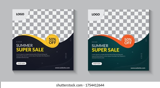 Summer sale social banner template  design 