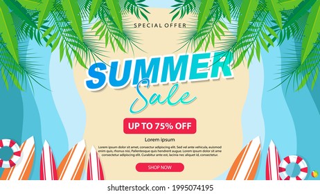 summer sale social media banner vector