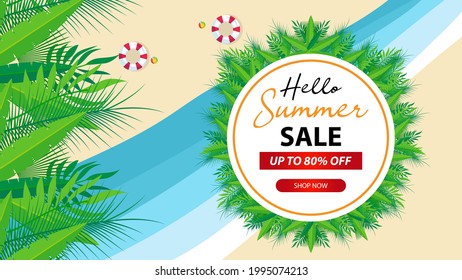 summer sale social media banner vector