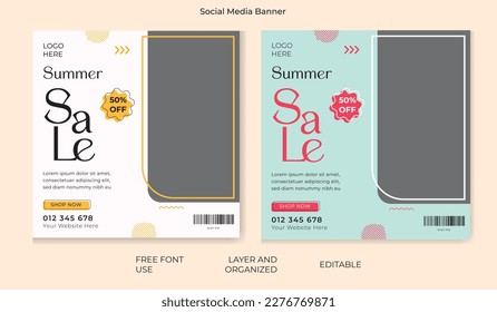 Summer sale social media banner template design for marketing and promotion. sale social media post template .