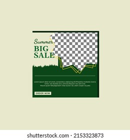 Summer sale social media design template vector, discount, promotion and advertisement