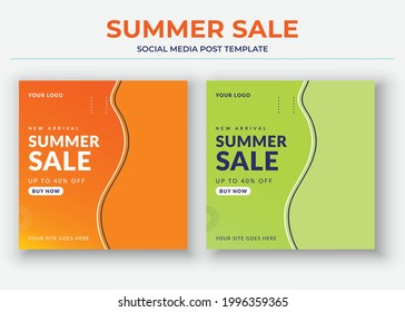 Summer sale social media post template, super sale post and flyer poster