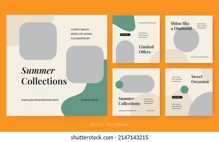 Summer sale social media post. Suitable for social media posts, mobile apps, banners design and web ads. Vector fashion backgrounds.