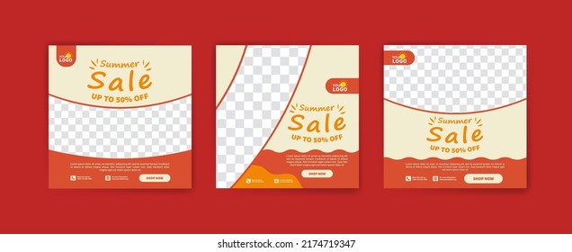 Summer sale social media post template. Vector for banners, posters and social media ads.