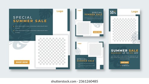 Summer Sale Social Media Post for Online Marketing Promotion Banner, Story and Web Internet Ads Flyer