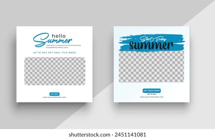 Summer sale social media post template, or summer web banner template vector, 