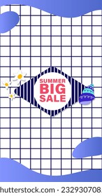 Summer sale social media story.  Vertical template post for reel promotion content.