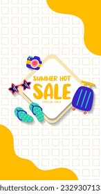 Summer sale social media story.  Vertical template post for reel promotion content.