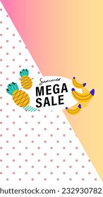 Summer sale social media story.  Vertical template post for reel promotion content.