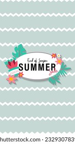 Summer sale social media story.  Vertical template post for reel promotion content.