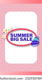 Summer sale social media story.  Vertical template post for reel promotion content.