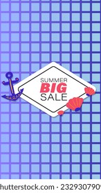 Summer sale social media story.  Vertical template post for reel promotion content.