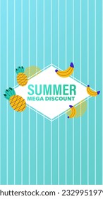 Summer sale social media story.  Vertical template post for reel promotion content.