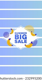 Summer sale social media story.  Vertical template post for reel promotion content.