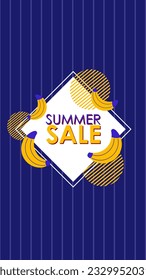 Summer sale social media story.  Vertical template post for reel promotion content.
