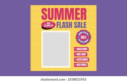 Summer Sale Socials Media. creativity, retro style, party, fun