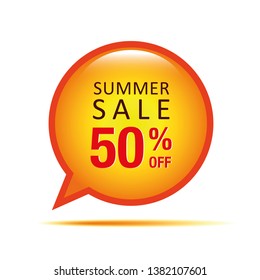 summer sale speach bubble 50 percent off vector illustration EPS10