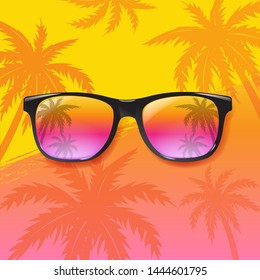 Summer Sale Special Banner With Sunglasses, Vector Illustration