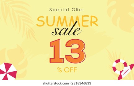 
summer sale special offer 13% off, summer sale 13% off, special offer summer sale banner design, summer sale vector banner background