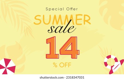 
summer sale special offer 14% off, summer sale 14% off, special offer summer sale banner design, summer sale vector banner background