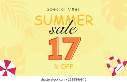 
summer sale special offer 17% off, summer sale 17% off, special offer summer sale banner design, summer sale vector banner background