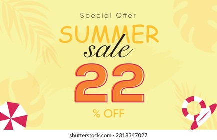
summer sale special offer 22% off, summer sale 22% off, special offer summer sale banner design, summer sale vector banner background