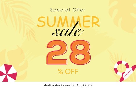 
summer sale special offer 28% off, summer sale 28% off, special offer summer sale banner design, summer sale vector banner background