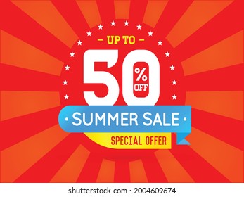 Summer Sale Special Offer 50% vector design.