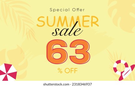 
summer sale special offer 63% off, summer sale 63% off, special offer summer sale banner design, summer sale vector banner background