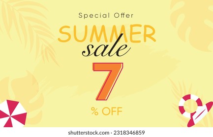 
summer sale special offer 7% off, summer sale 7% off, special offer summer sale banner design, summer sale vector banner background