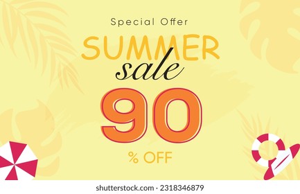
summer sale special offer 90% off, summer sale 90% off, special offer summer sale banner design, summer sale vector banner background