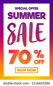 Summer Sale - special offer. Concept of multicoloured poster. Vector.