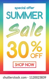 Summer Sale - special offer. Concept of multicoloured poster. Vector.