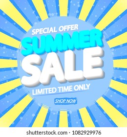 Summer Sale, special offer, poster design template, vector illustration