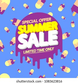 Summer Sale, special offer, poster design template, vector illustration