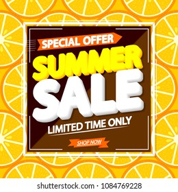 Summer Sale, special offer, poster design template, vector illustration