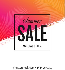 Summer Sale Special Offer Poster With Gradient Mesh, Vector Illustration